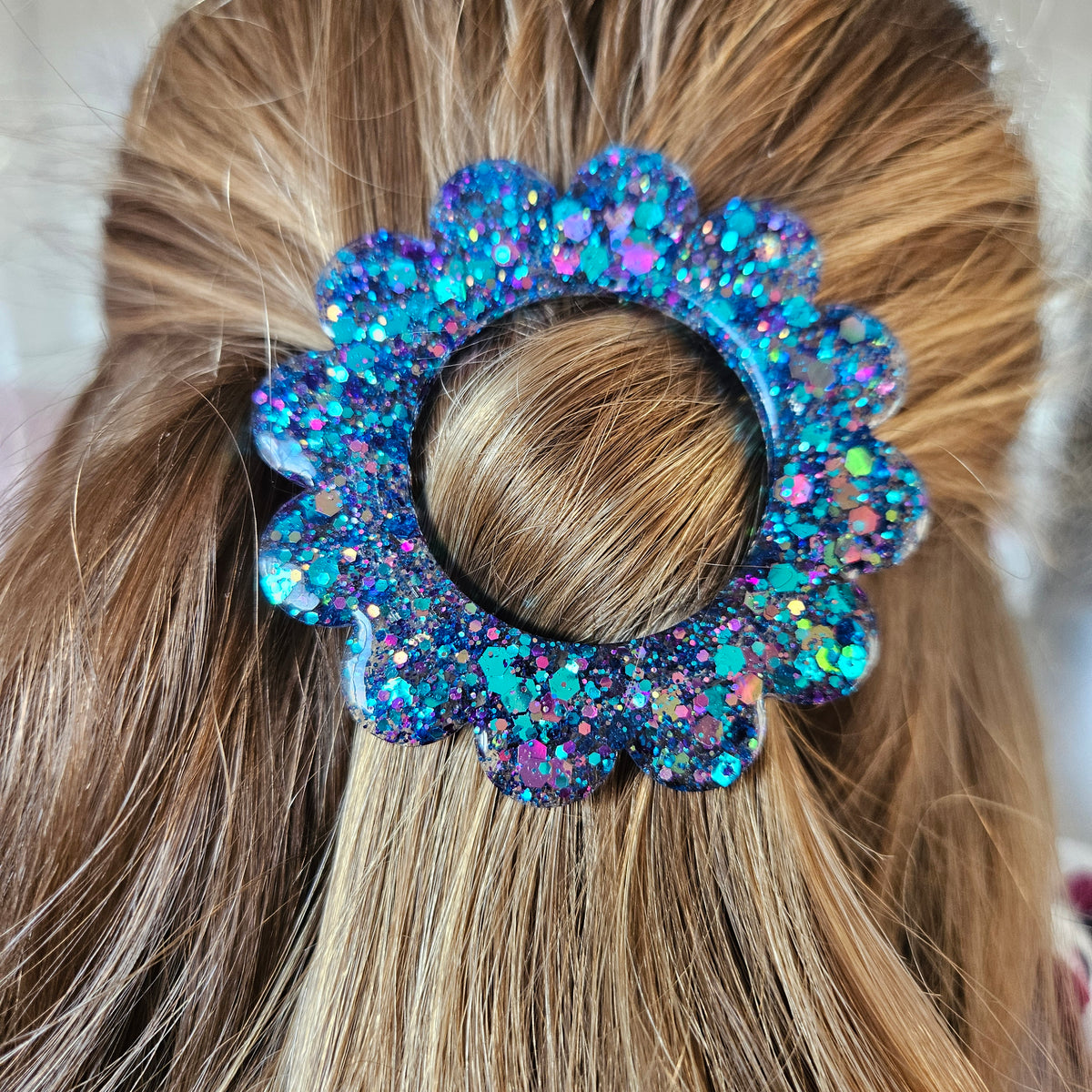 Barrettes en résine | Fleur Turquoise et Rose