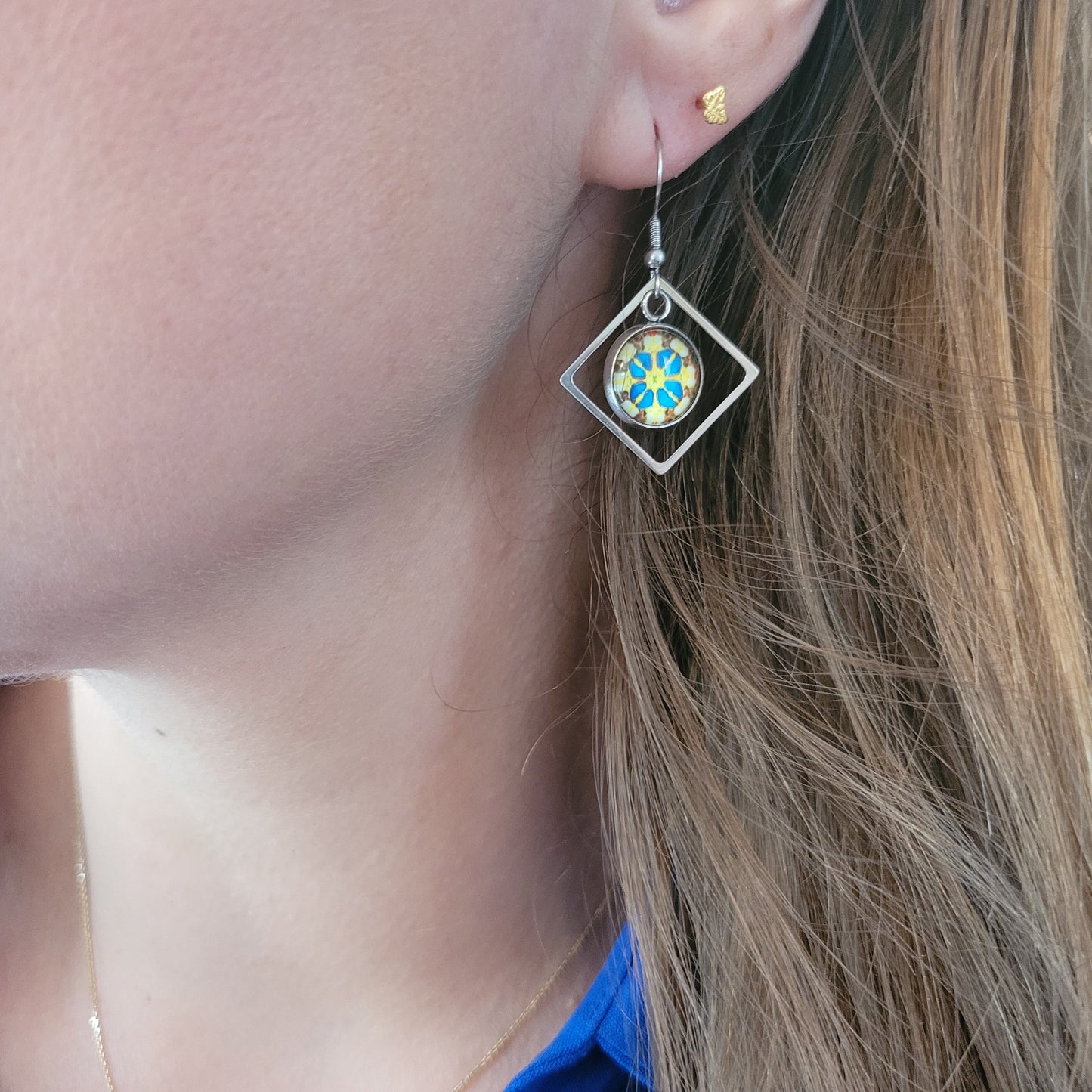 .Boucles fantaisie acier | Fleurs Losange