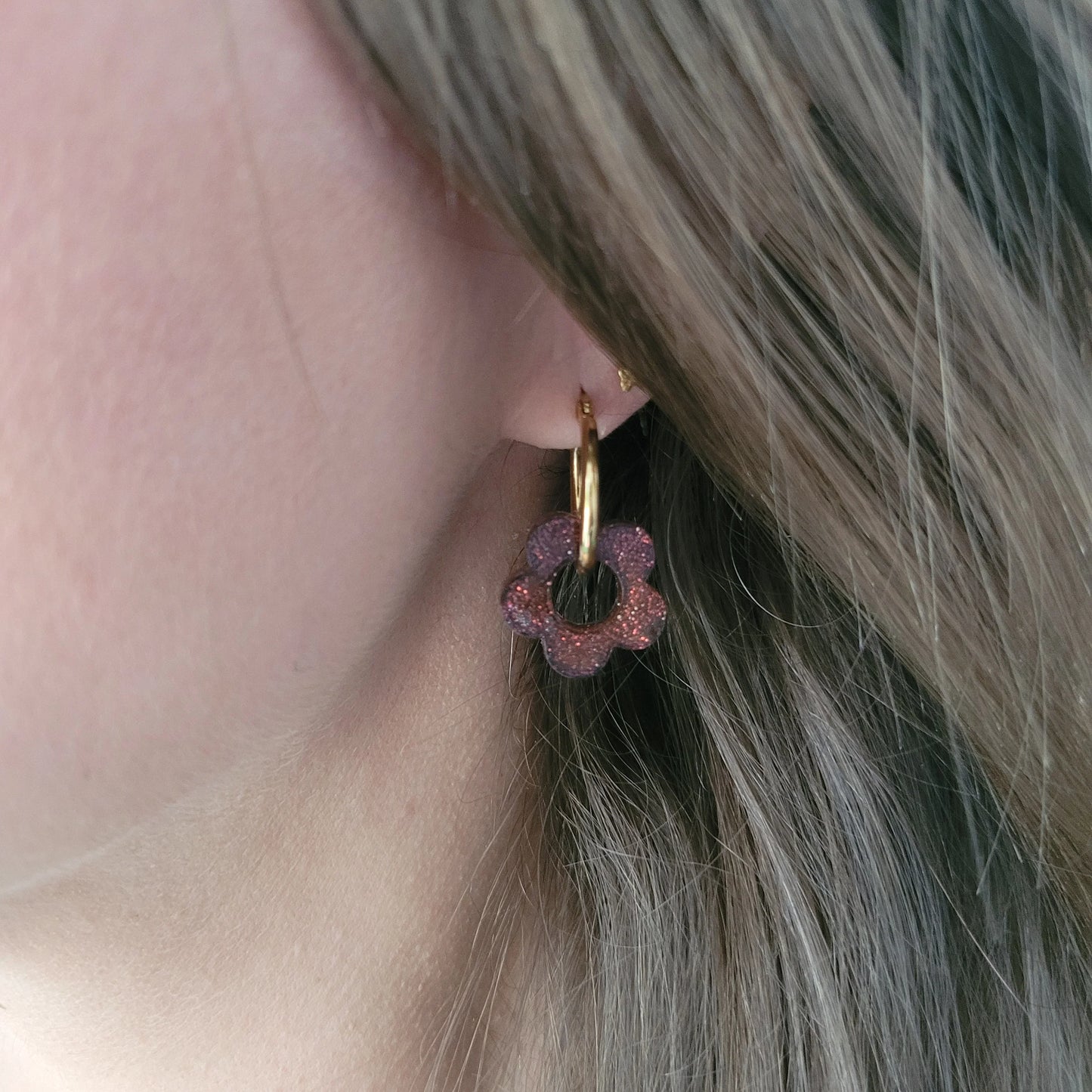 Boucles en résine | Fleurs Bronze - L'Atelier de MyMy