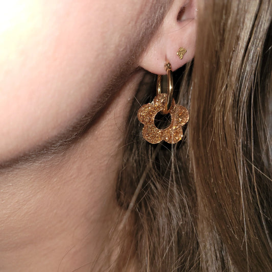 Boucles en résine | Fleurs Abricot - L'Atelier de MyMy