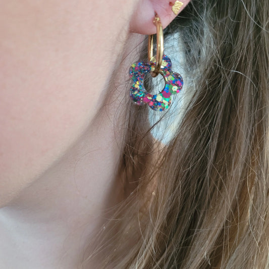 Boucles en résine | Fleurs Pop - L'Atelier de MyMy