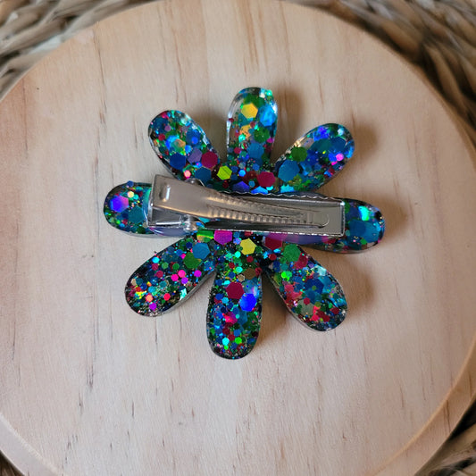 Barrettes en résine | Fleur Multicolores - L'Atelier de MyMy