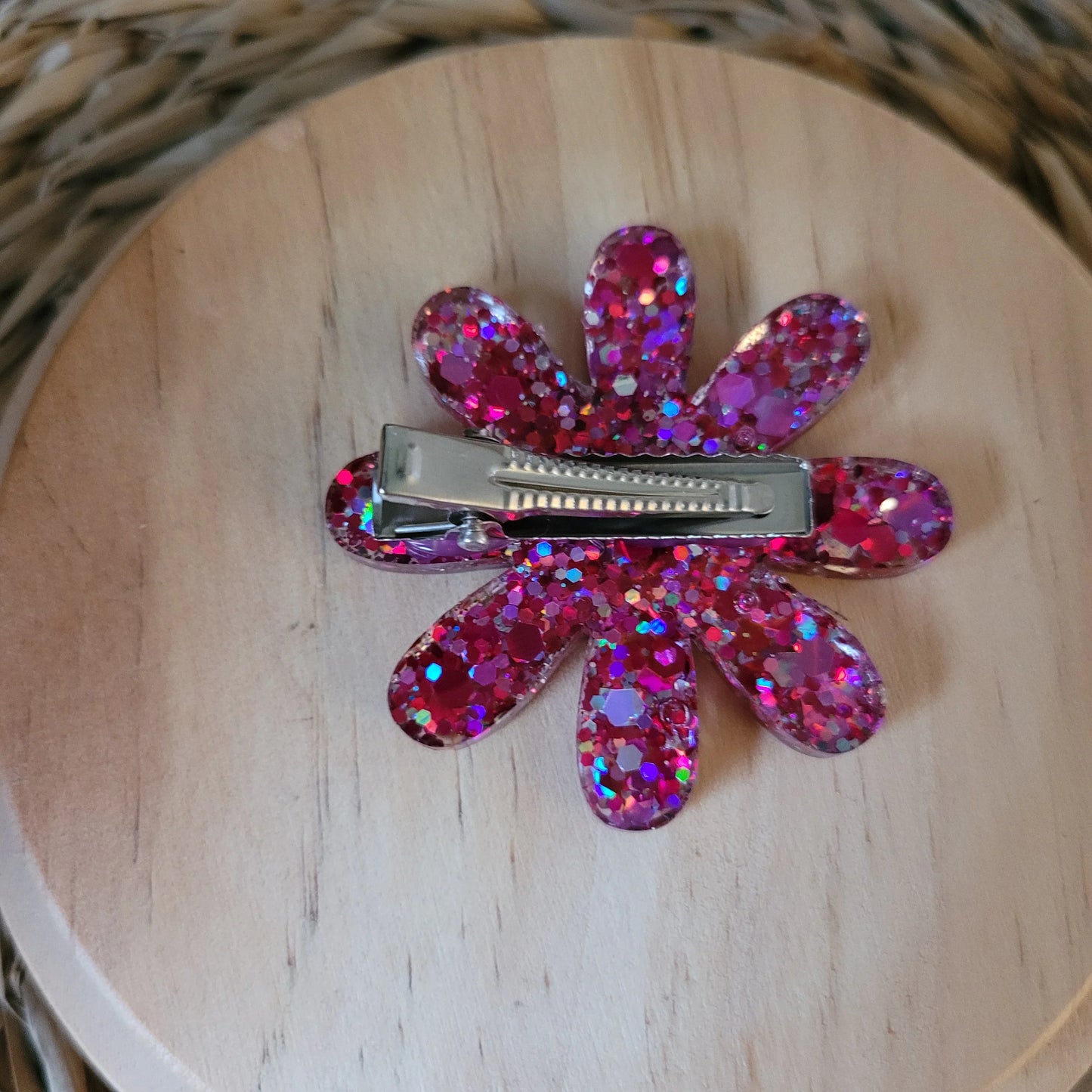 Barrettes en résine | Fleur Rose & Fuchsia - L'Atelier de MyMy
