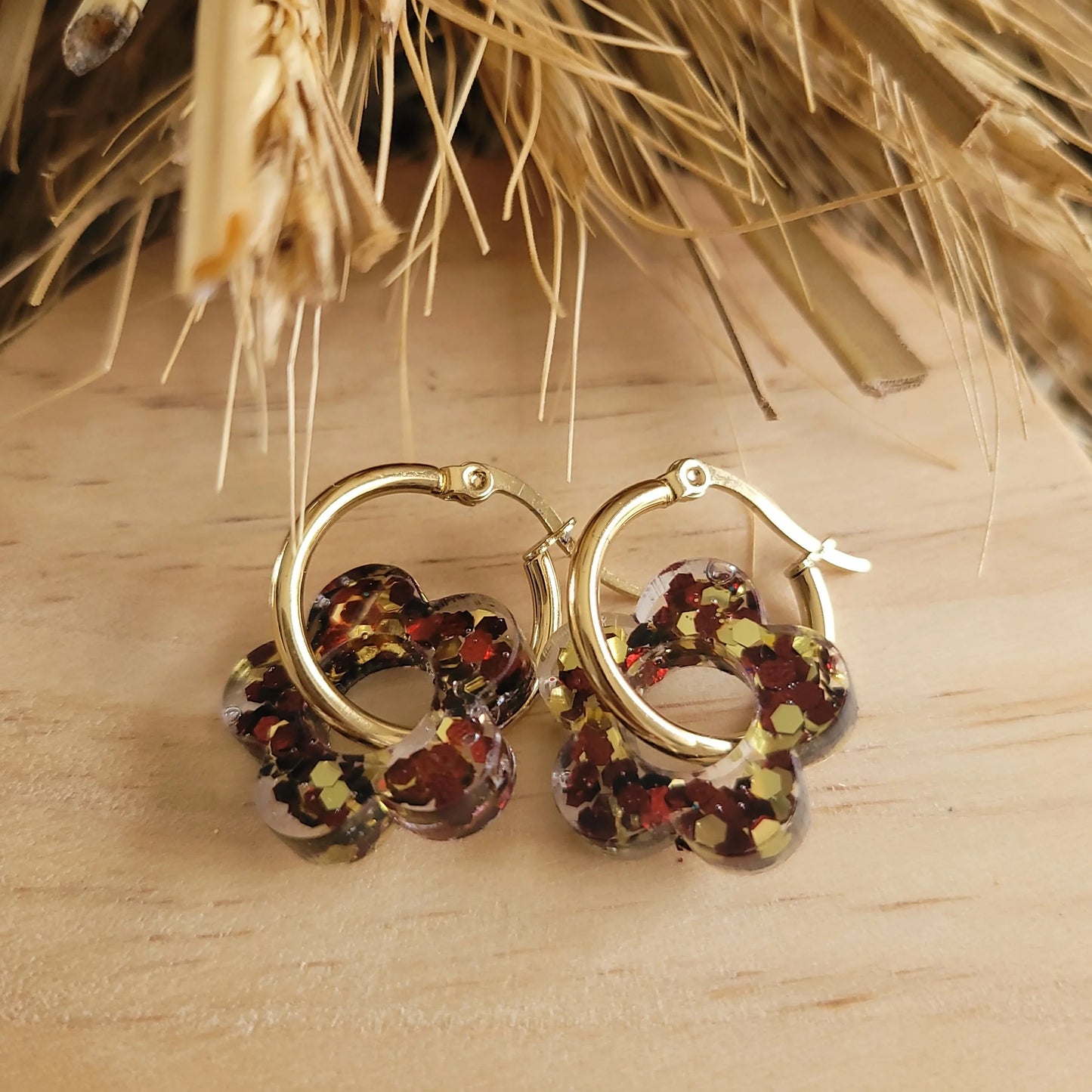 Boucles en résine | Fleurs Léopard - L'Atelier de MyMy