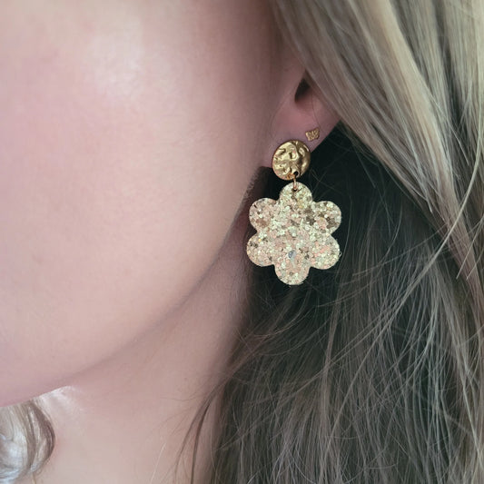 Boucles en Cuir | Fleurs Dorées - L'Atelier de MyMy