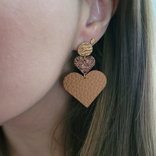 Boucles en Cuir | Coeurs Cuivrés - L'Atelier de MyMy