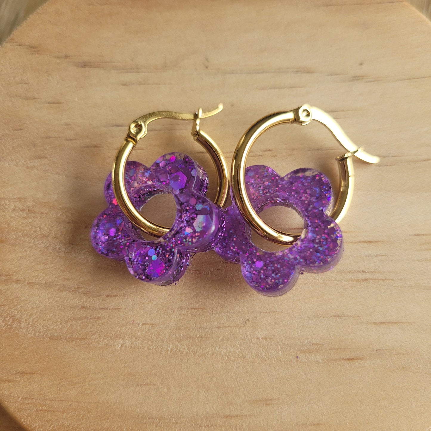 .Boucles en résine | Fleurs Violettes