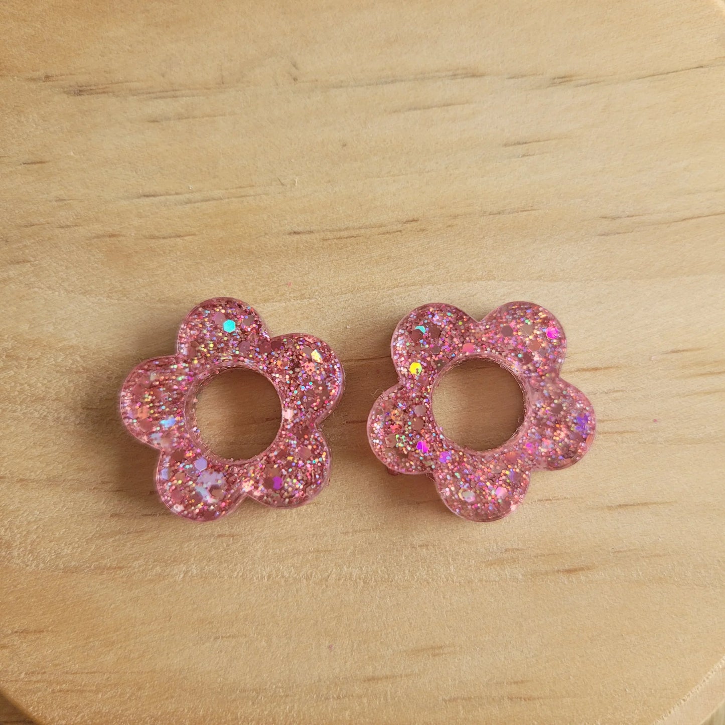 Boucles en résine | Fleurs Rose Pâle - L'Atelier de MyMy