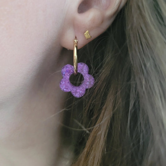Boucles en résine | Fleurs Violettes - L'Atelier de MyMy