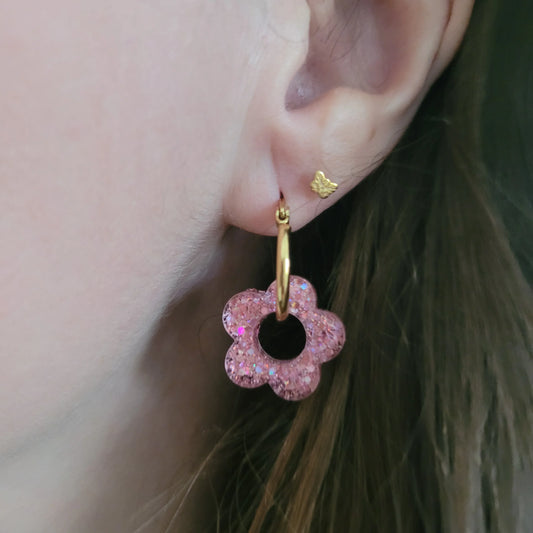 Boucles en résine | Fleurs Rose Pâle - L'Atelier de MyMy