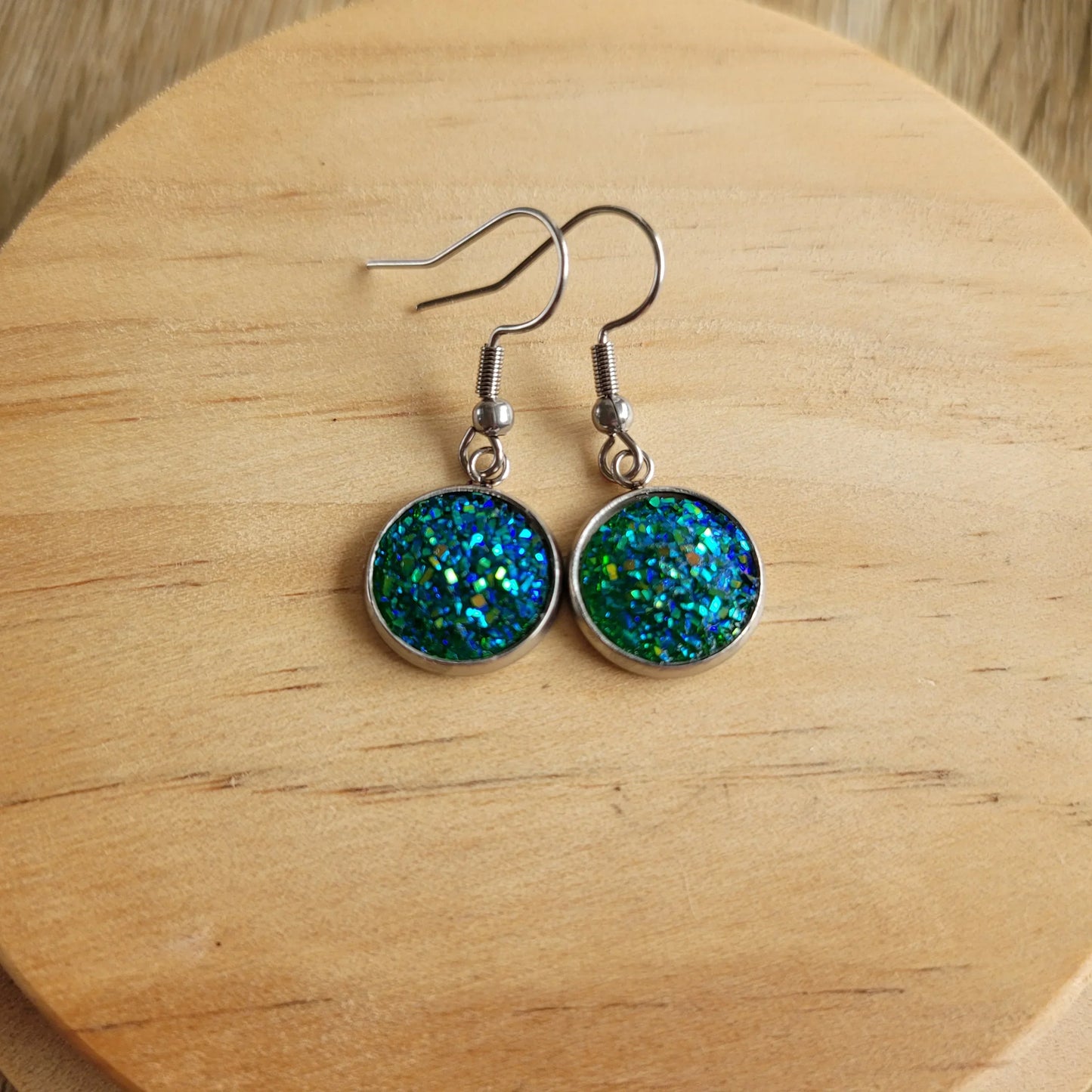 Boucles fantaisie acier | Éclats Turquoise - L'Atelier de MyMy