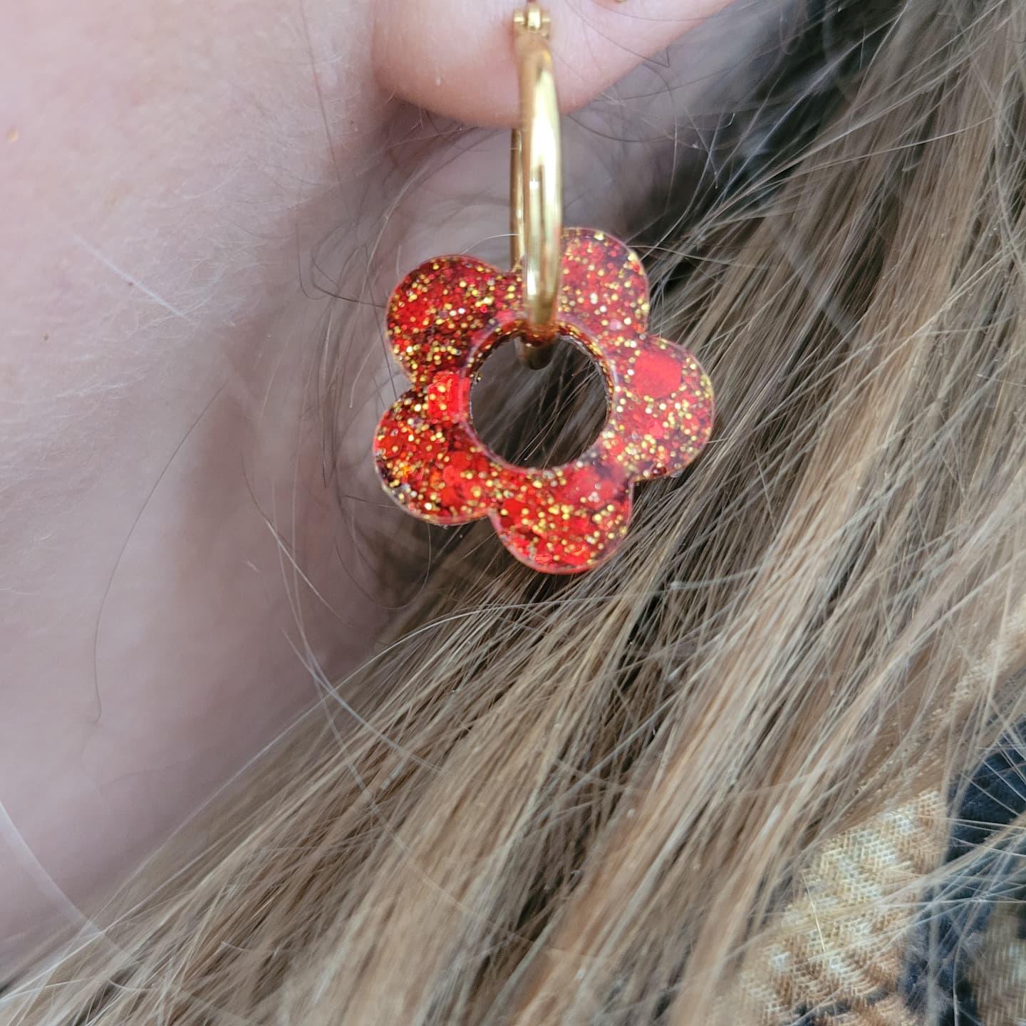 Boucles en résine | Fleurs de Noël - L'Atelier de MyMy
