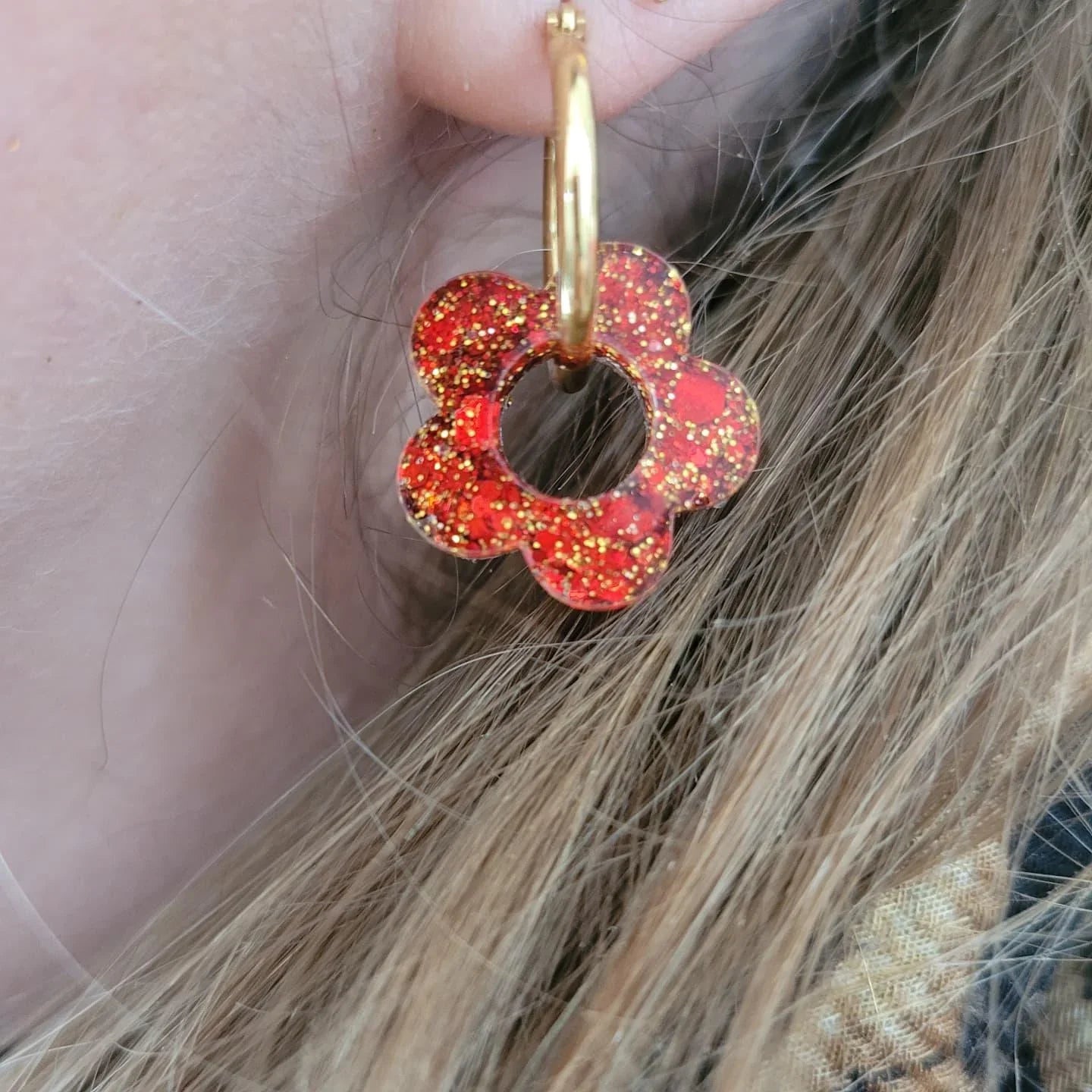 Boucles en résine | Fleurs de Noël - L'Atelier de MyMy