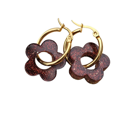 Boucles en résine | Fleurs Bronze - L'Atelier de MyMy