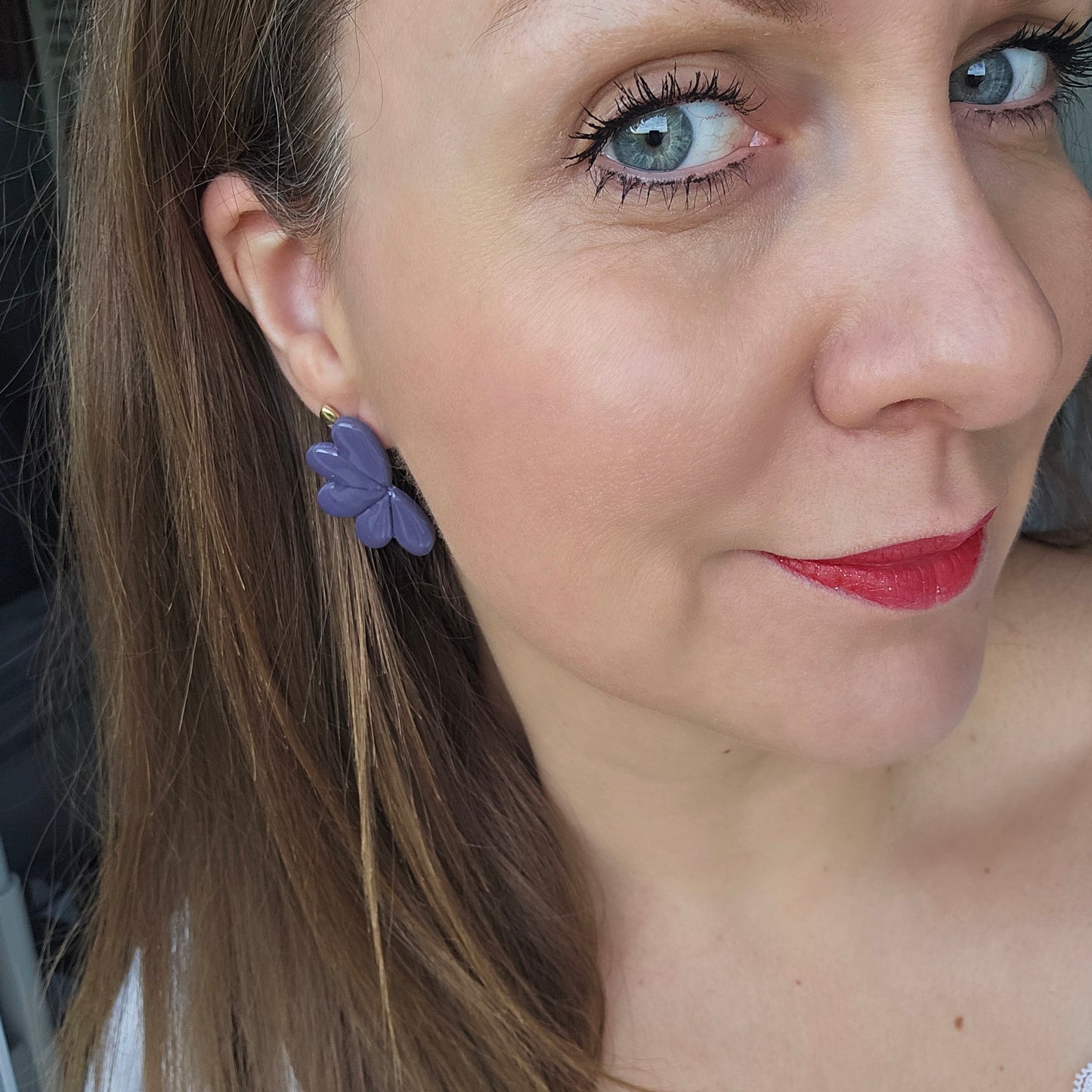 Boucles argile polymère | Céleste Bleu