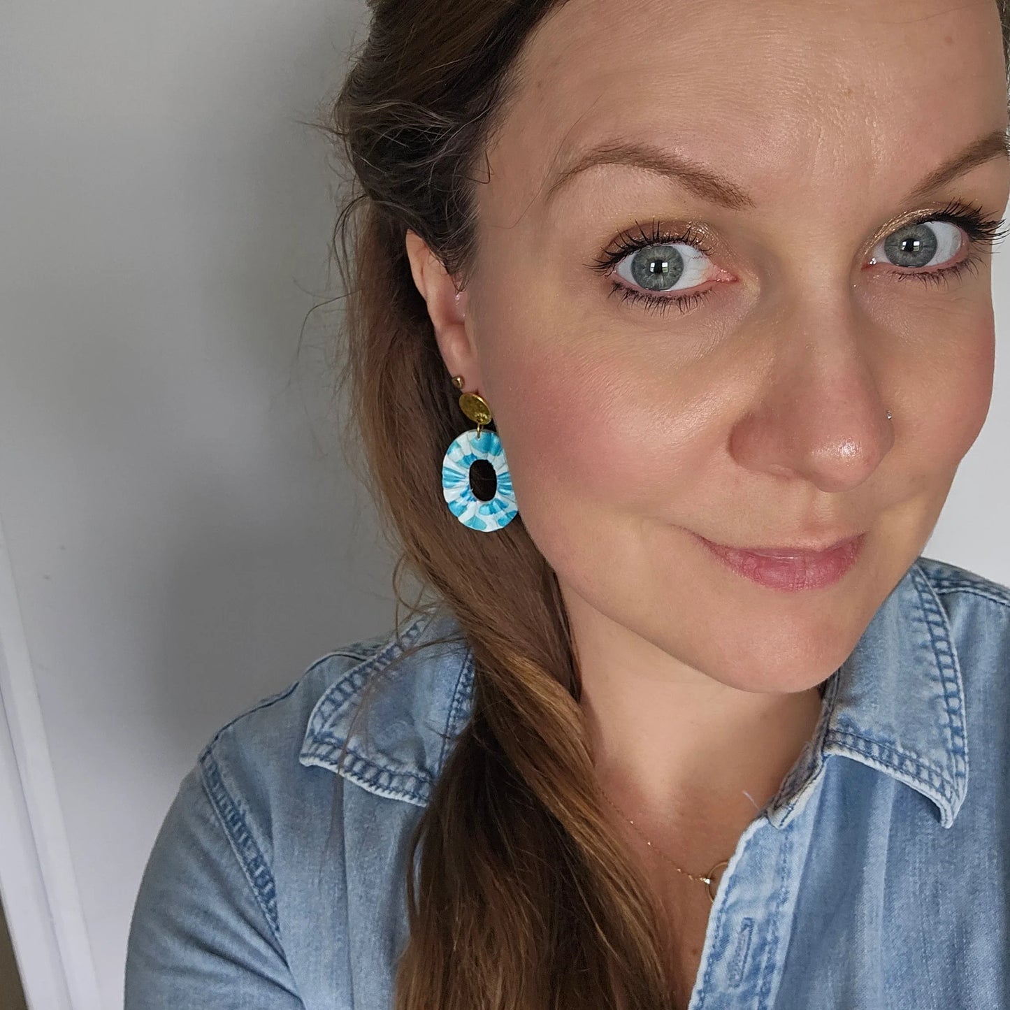 Polymer clay earrings | Oriane Lagoon Blue