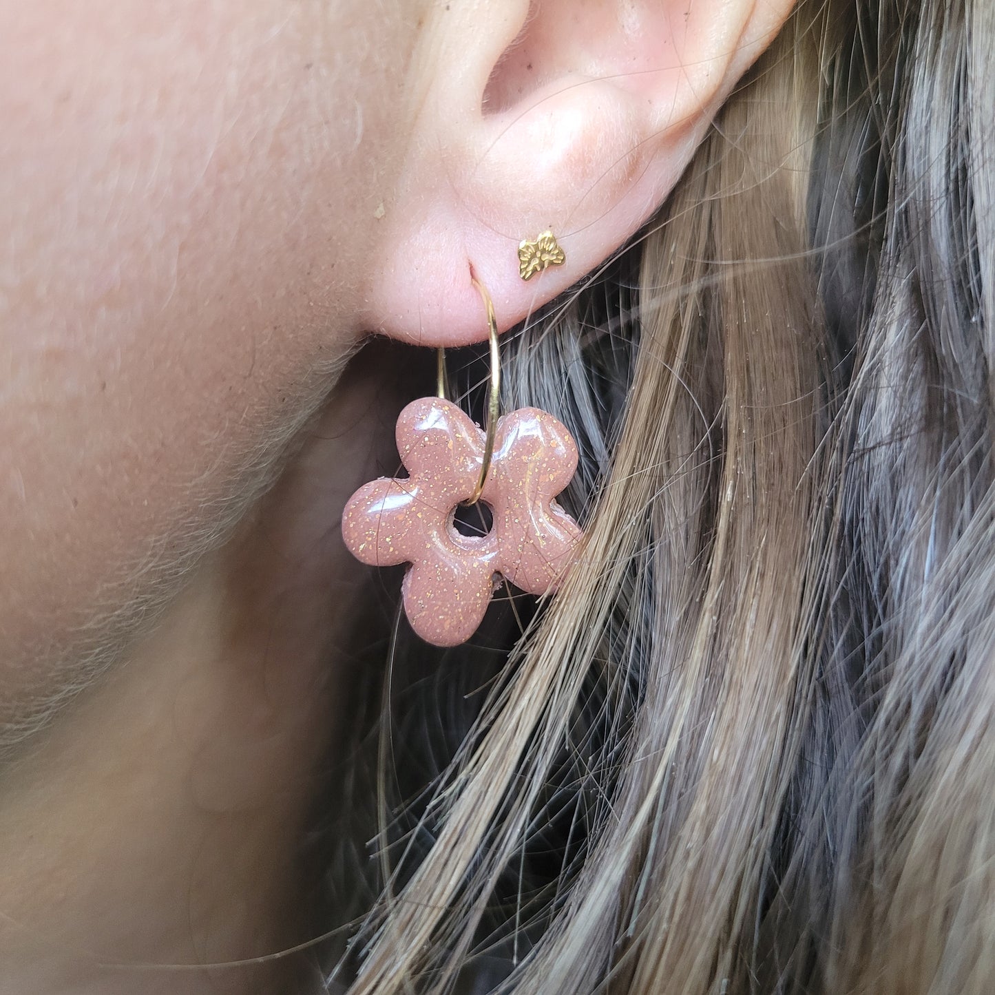 Boucles argile polymère | Pampilles Fleurs interchangeables sans attaches ~ Au choix ~