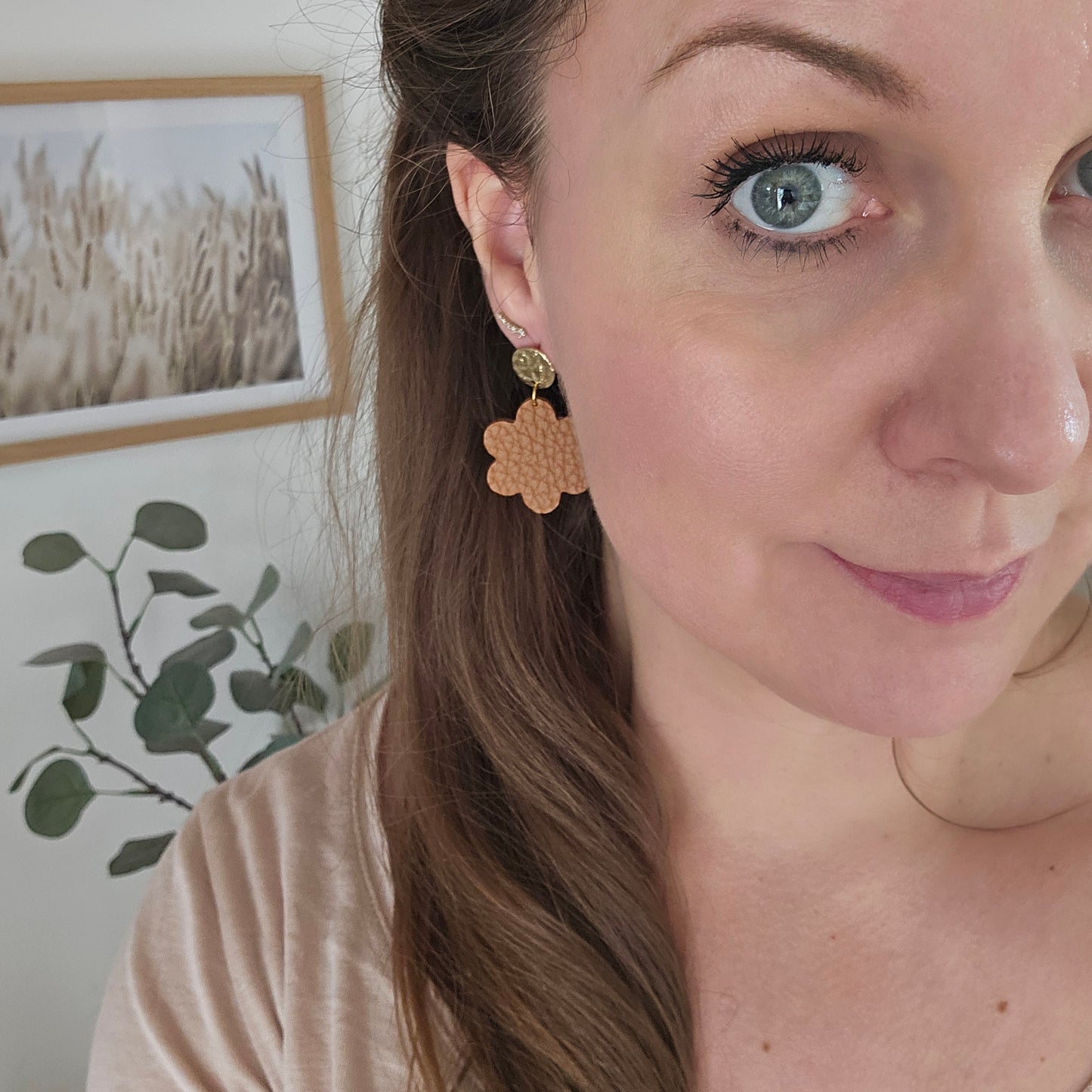 Boucles en Cuir | Fleurs Marron