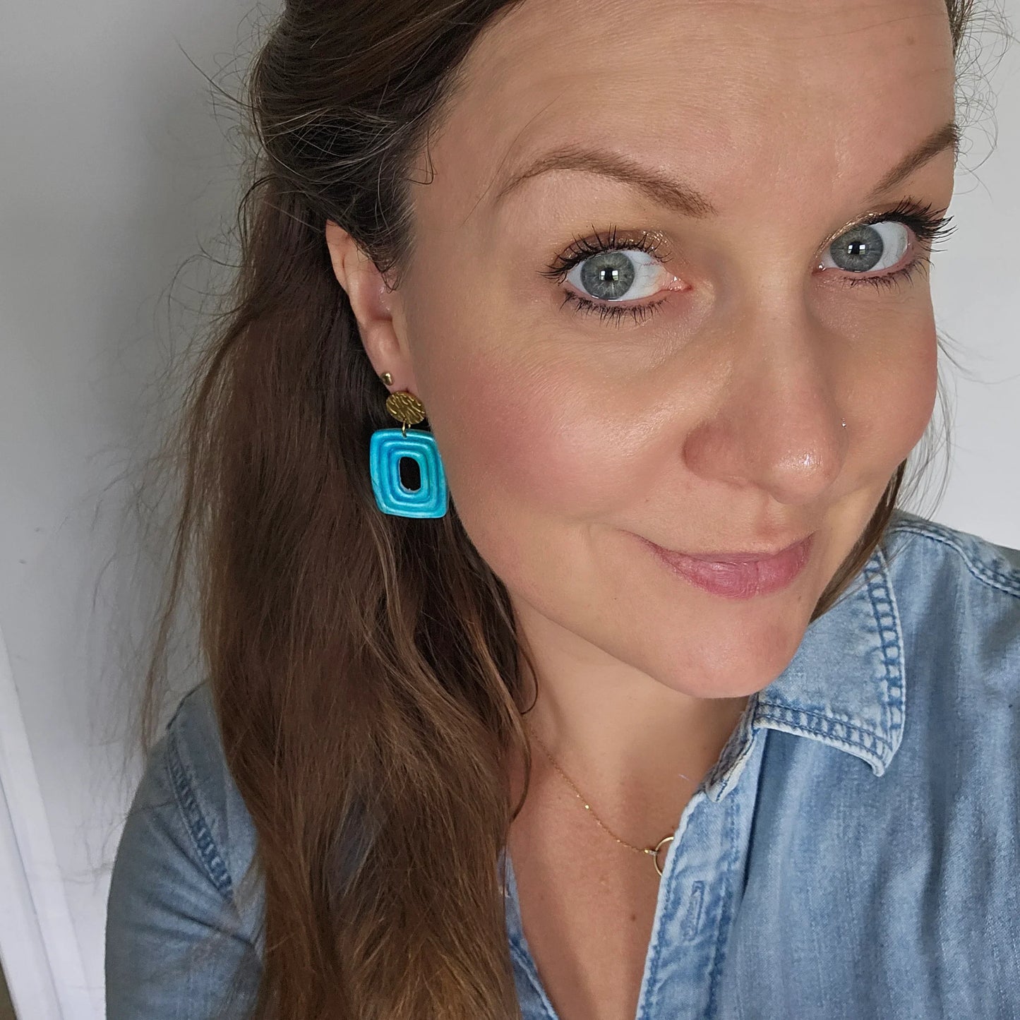Polymer clay earrings | Azoria Lagoon Blue