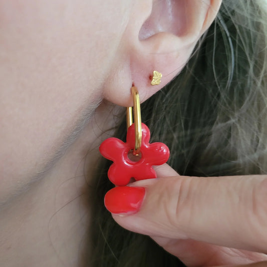 Boucles argile polymère | Pampilles Rouge - L'Atelier de MyMy