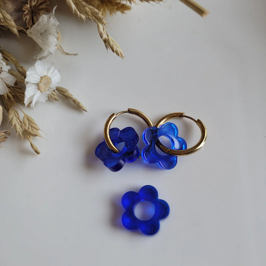 Boucles en résine | Fleurs bleues - L'Atelier de MyMy