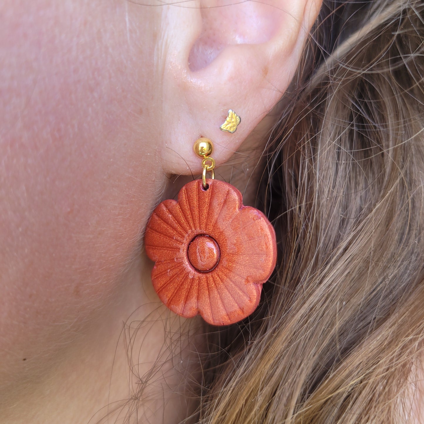 .Boucles argile polymère | Flower Power Cuivré