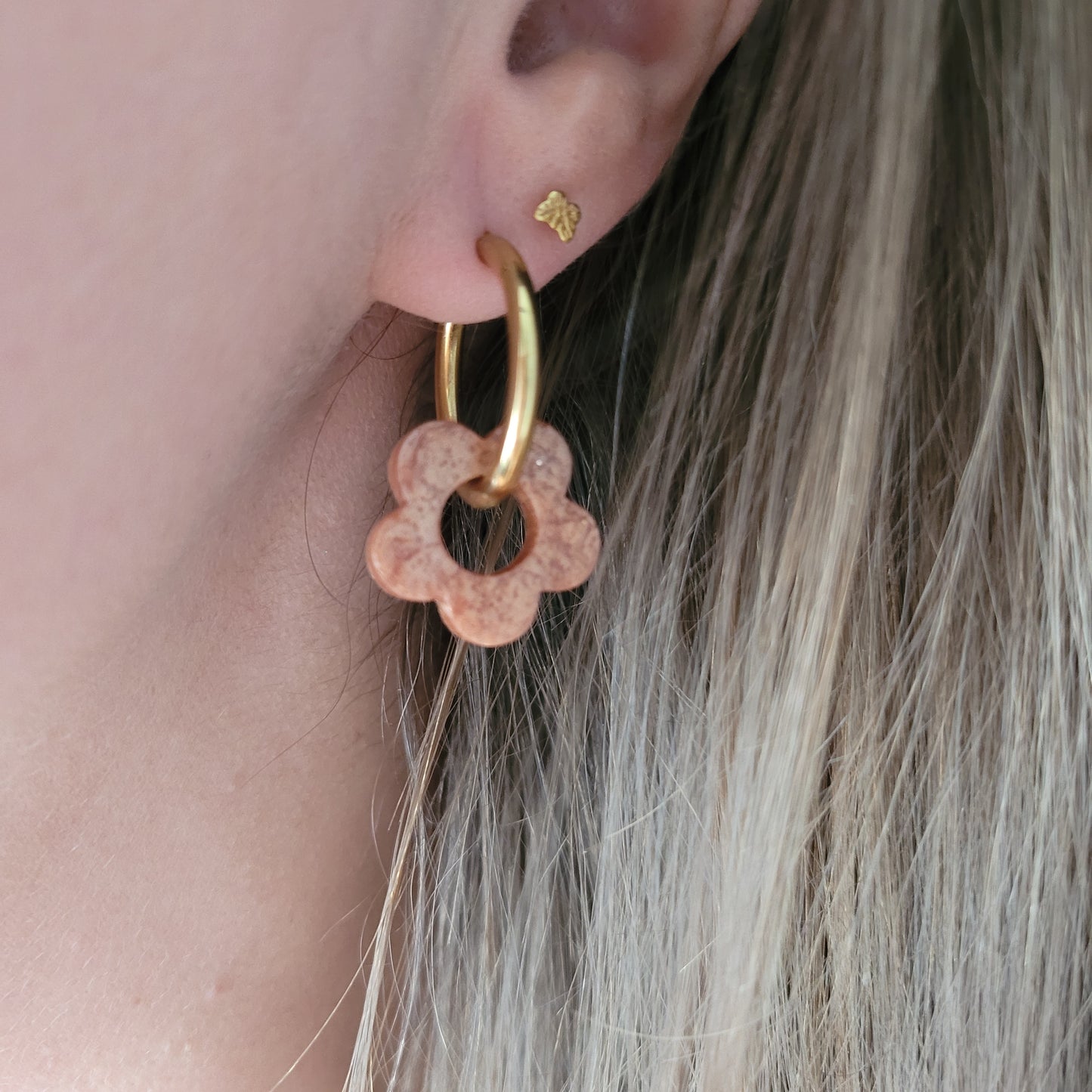 .Boucles en résine | Fleurs Nacrées Cuivré
