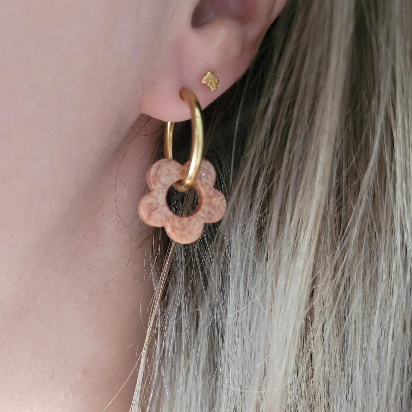 Boucles en résine | Fleurs Nacrées Cuivré - L'Atelier de MyMy