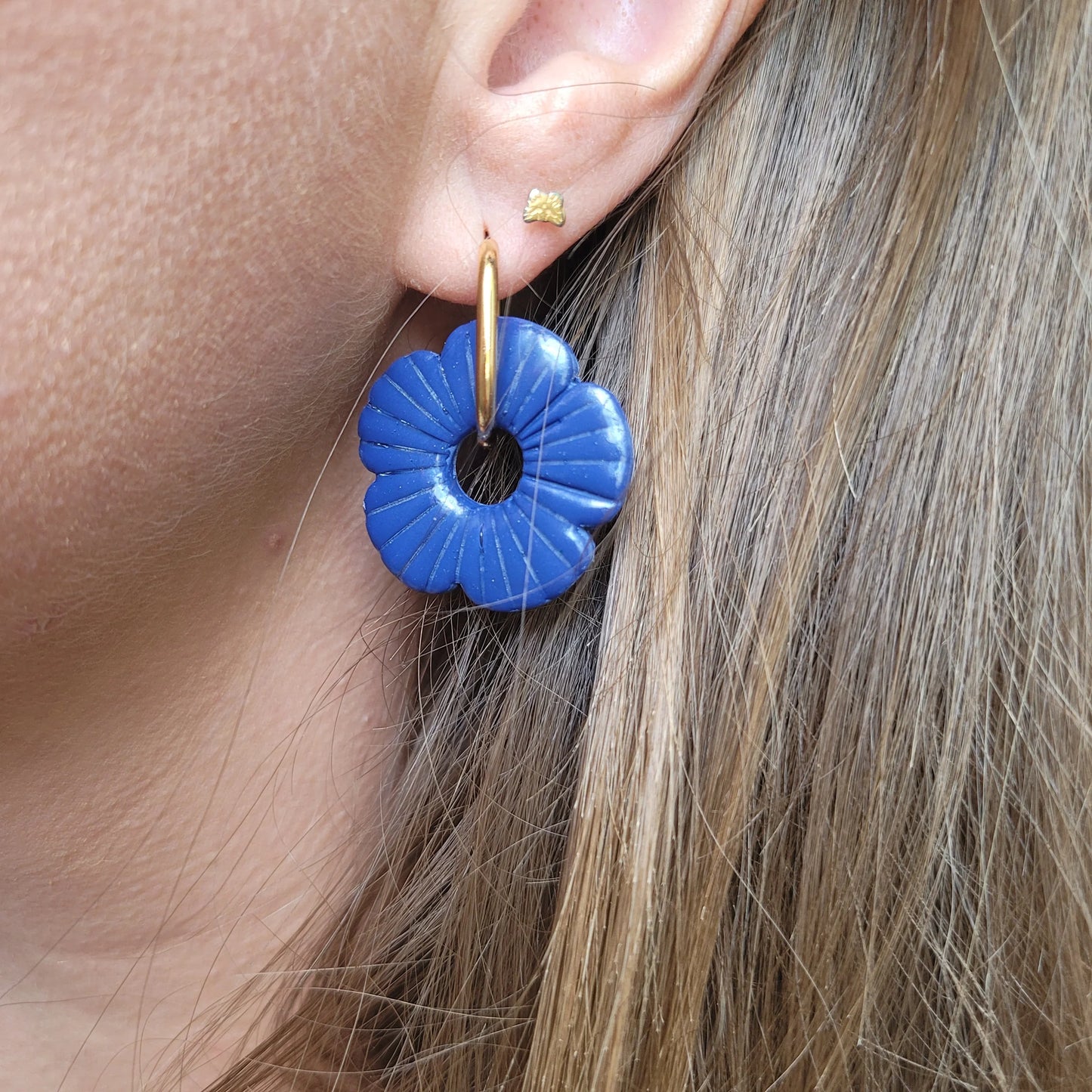 Boucles argile polymère | FloWer Bleu - L'Atelier de MyMy