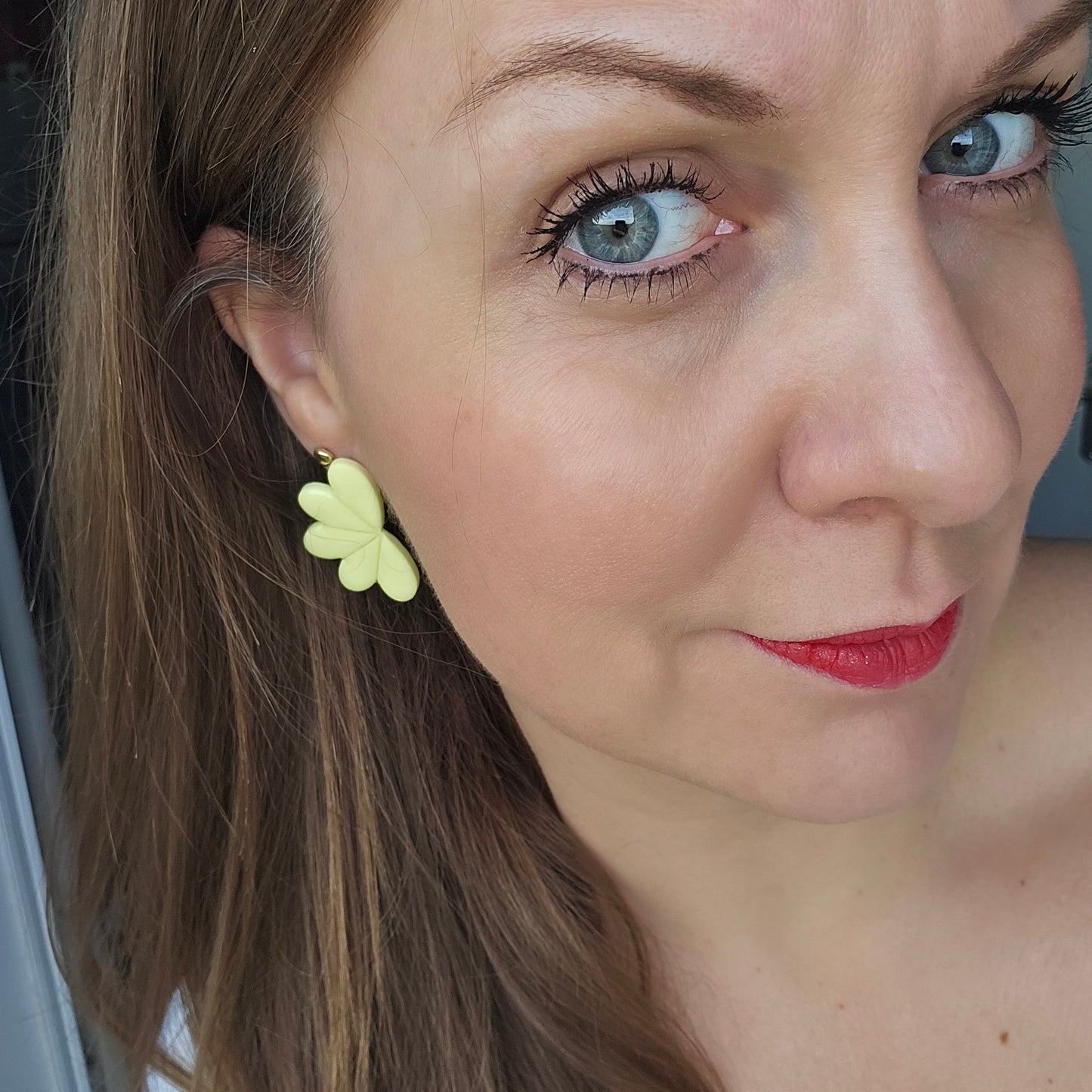 Boucles argile polymère | Céleste Jaune Pastel