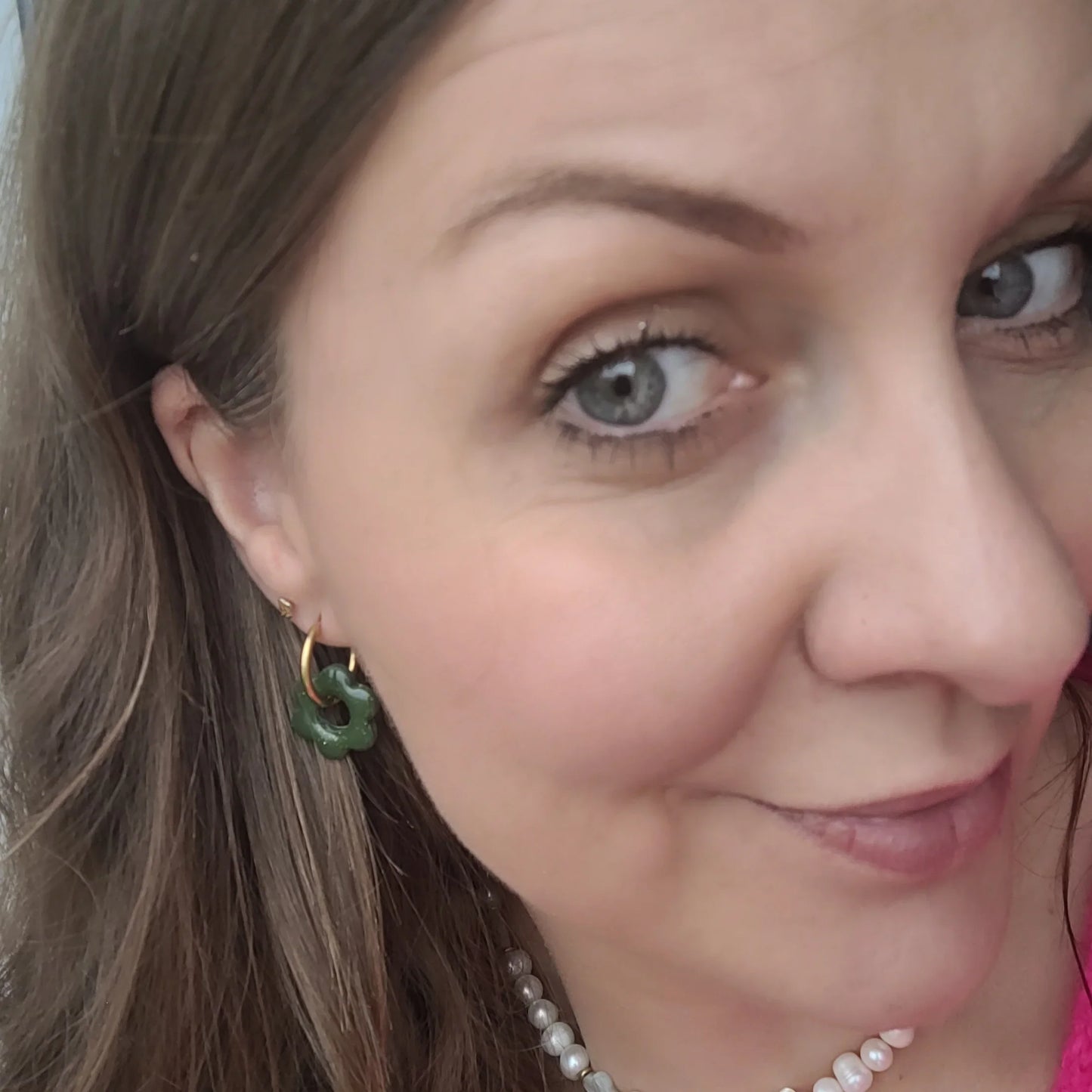 Boucles argile polymère | Pampilles Floréa Vert - L'Atelier de MyMy