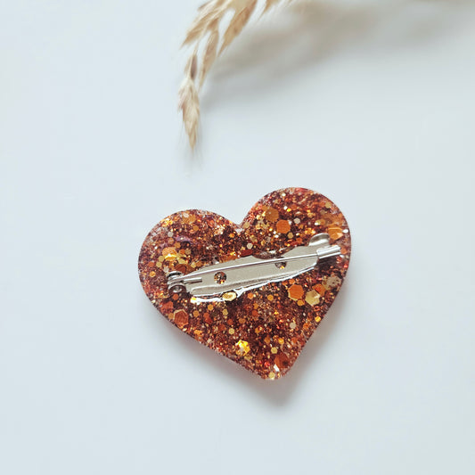 Broche en résine | Coeur Cuivré