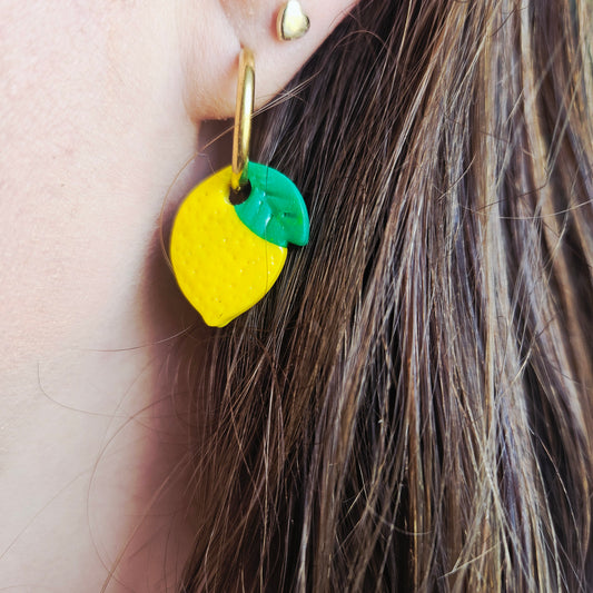 Boucles argile polymère | Citron