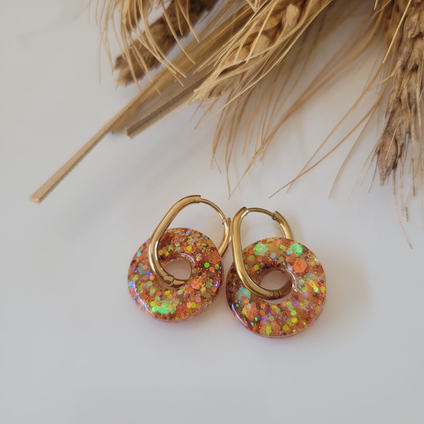 Boucles en résine | Donuts Orange & Jaune
