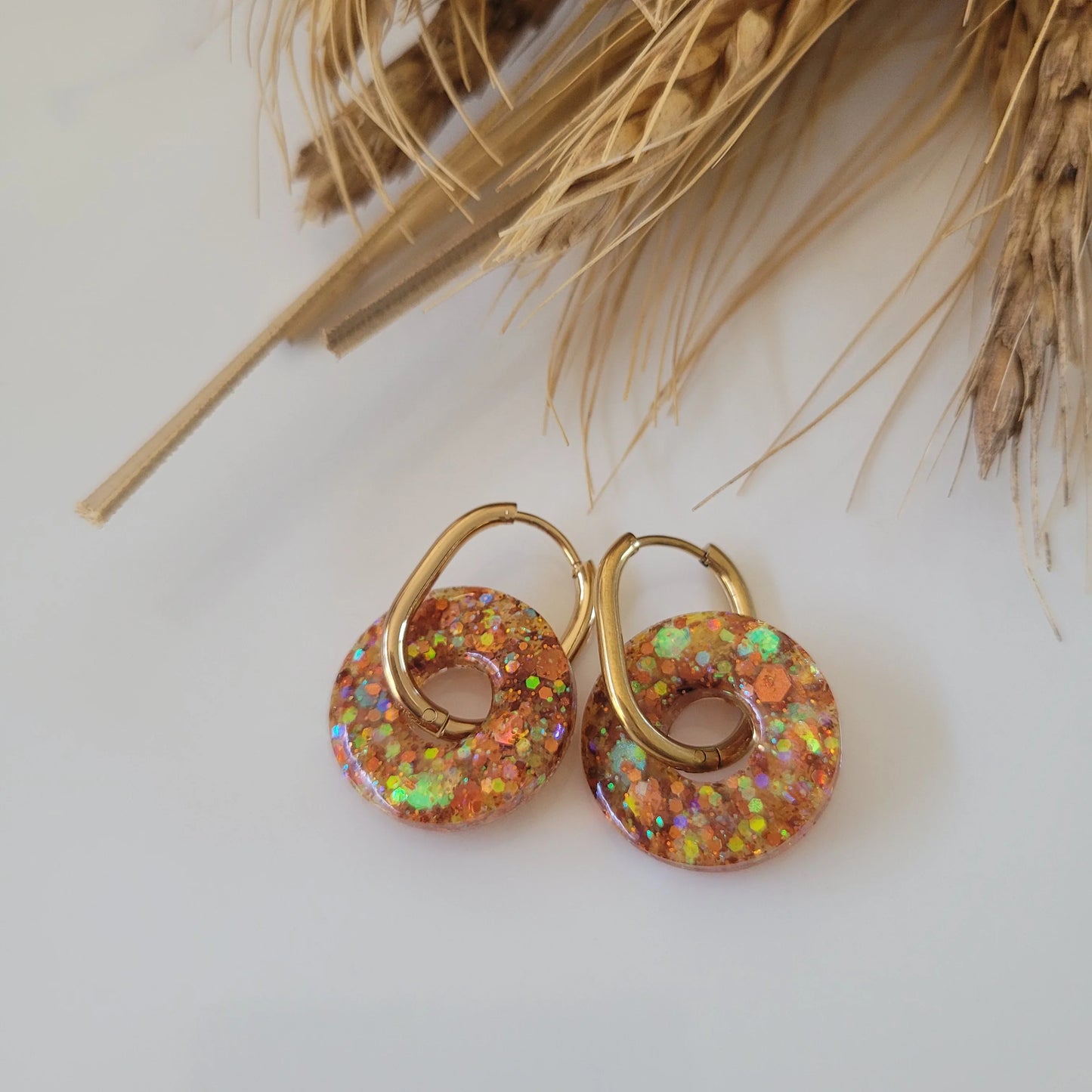 Boucles en résine | Donuts Orange & Jaune - L'Atelier de MyMy