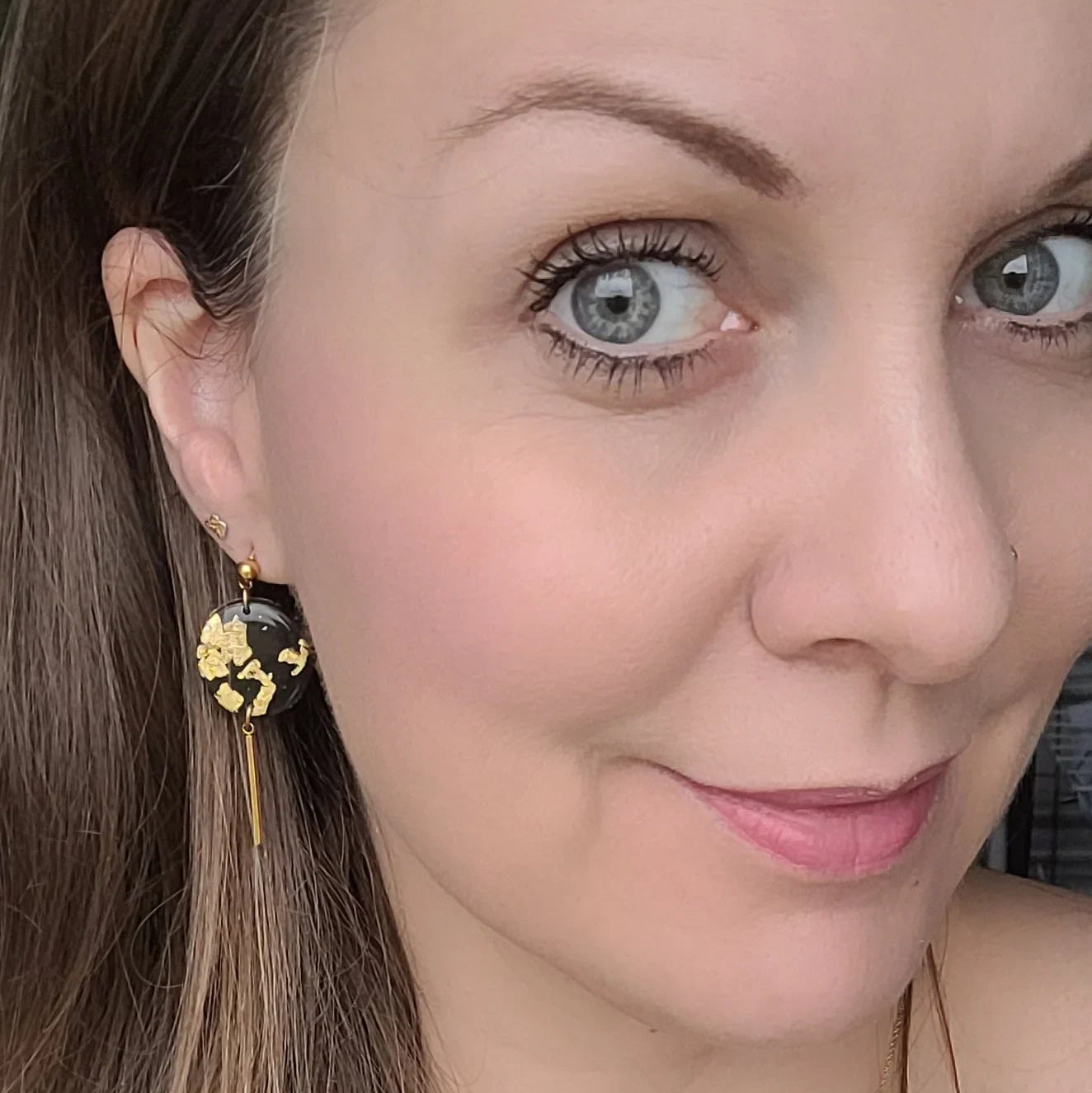 Boucles argile polymère | Cosmo Noir pailletée