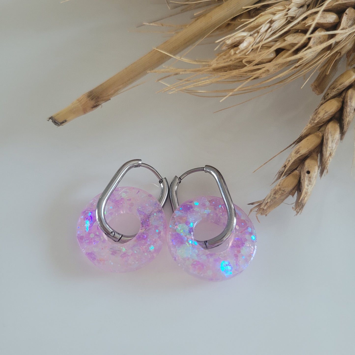 Boucles en résine | Donuts Rose Pastel