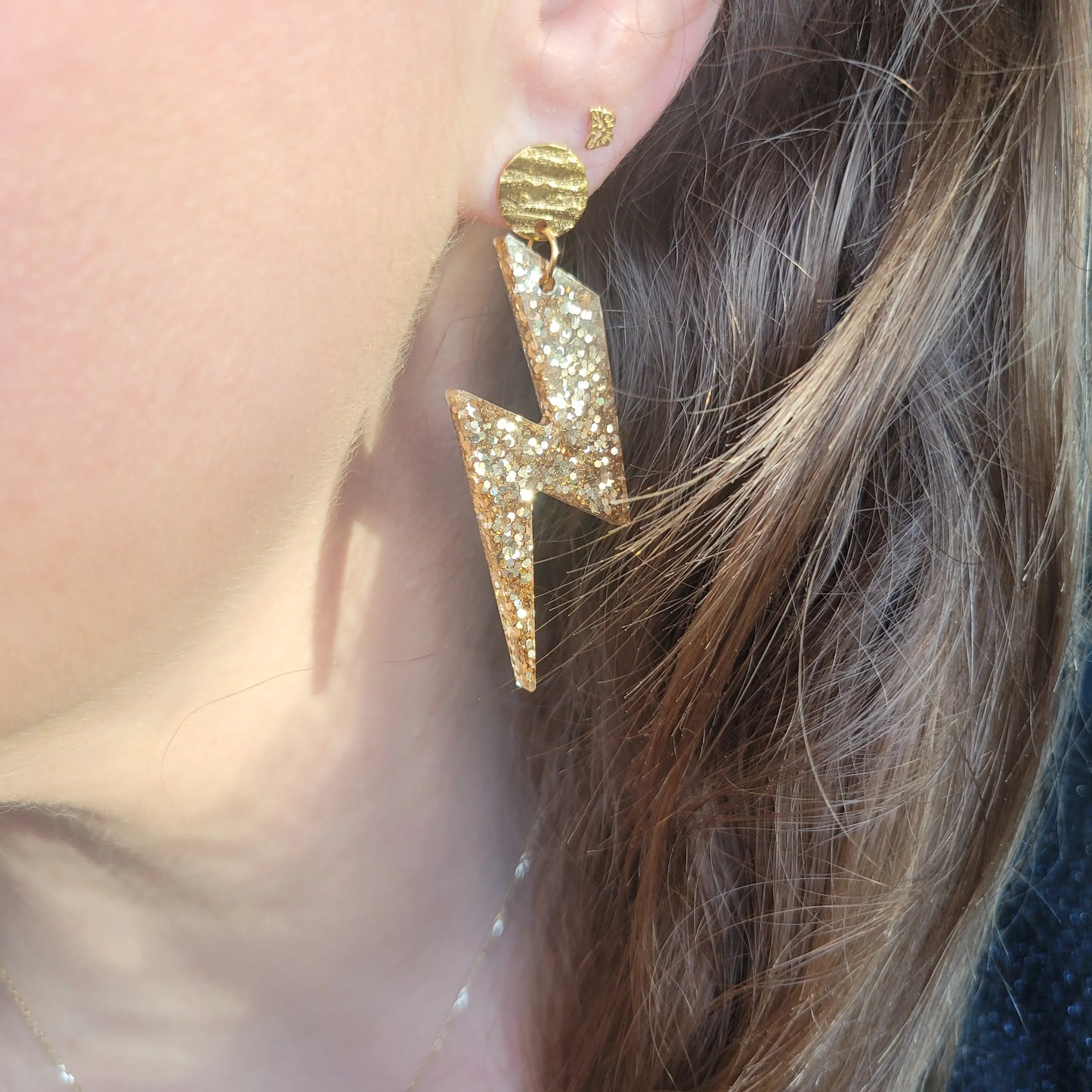 Boucles en résine | Éclairs Dorés - L'Atelier de MyMy