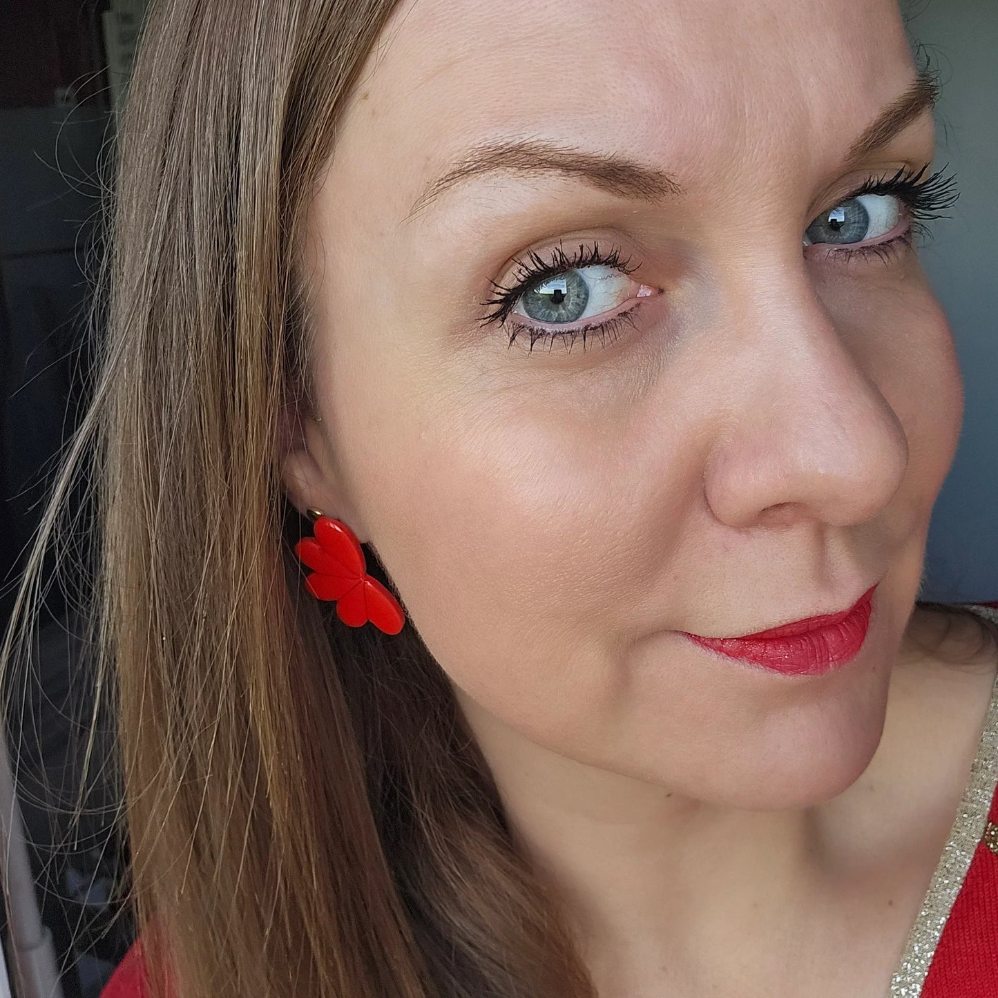 Boucles argile polymère | Céleste Rouge