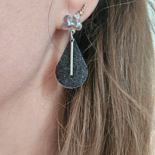 Boucles en Cuir | Gouttes Noir