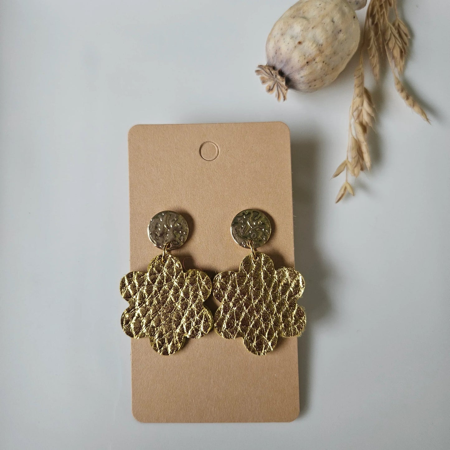 Leather Loops | Gold Flowers