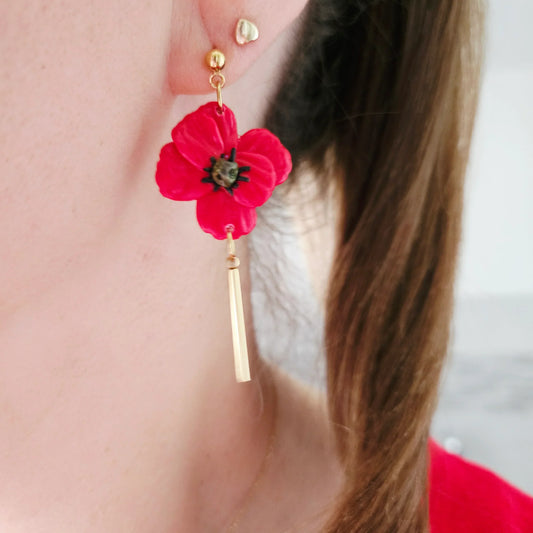 Boucles argile polymère | Coquelicots Or
