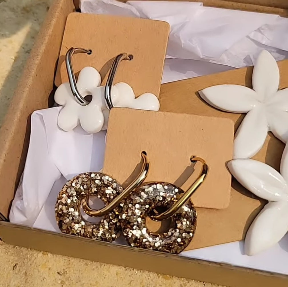 Boucles en résine | Donuts Champagne