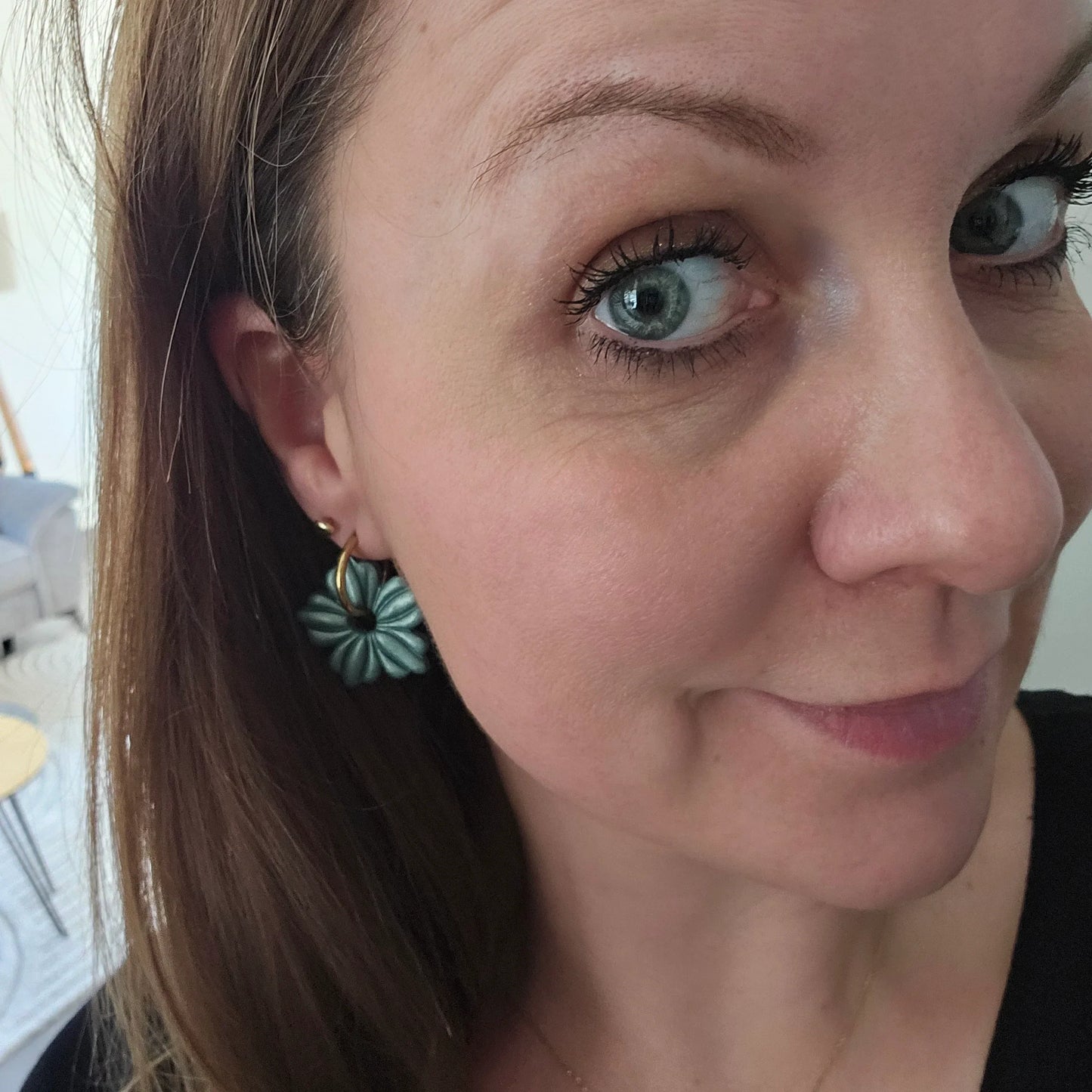 Boucles argile polymère | Soléa Vert Métallisé