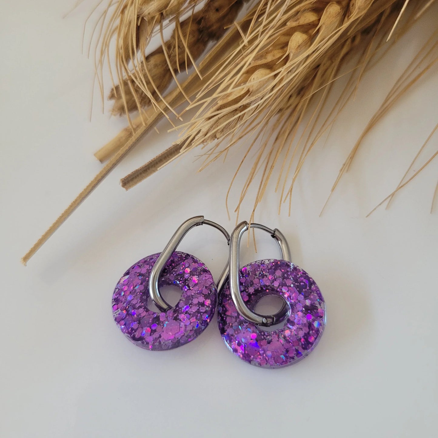 Boucles en résine | Donuts Violet - L'Atelier de MyMy