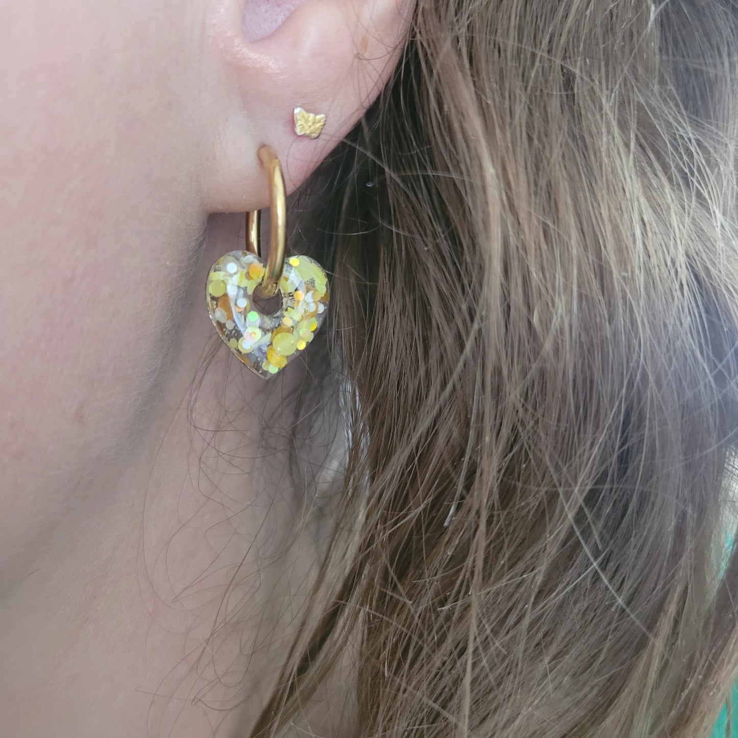 Boucles en résine | Petit Coeur Doré - L'Atelier de MyMy