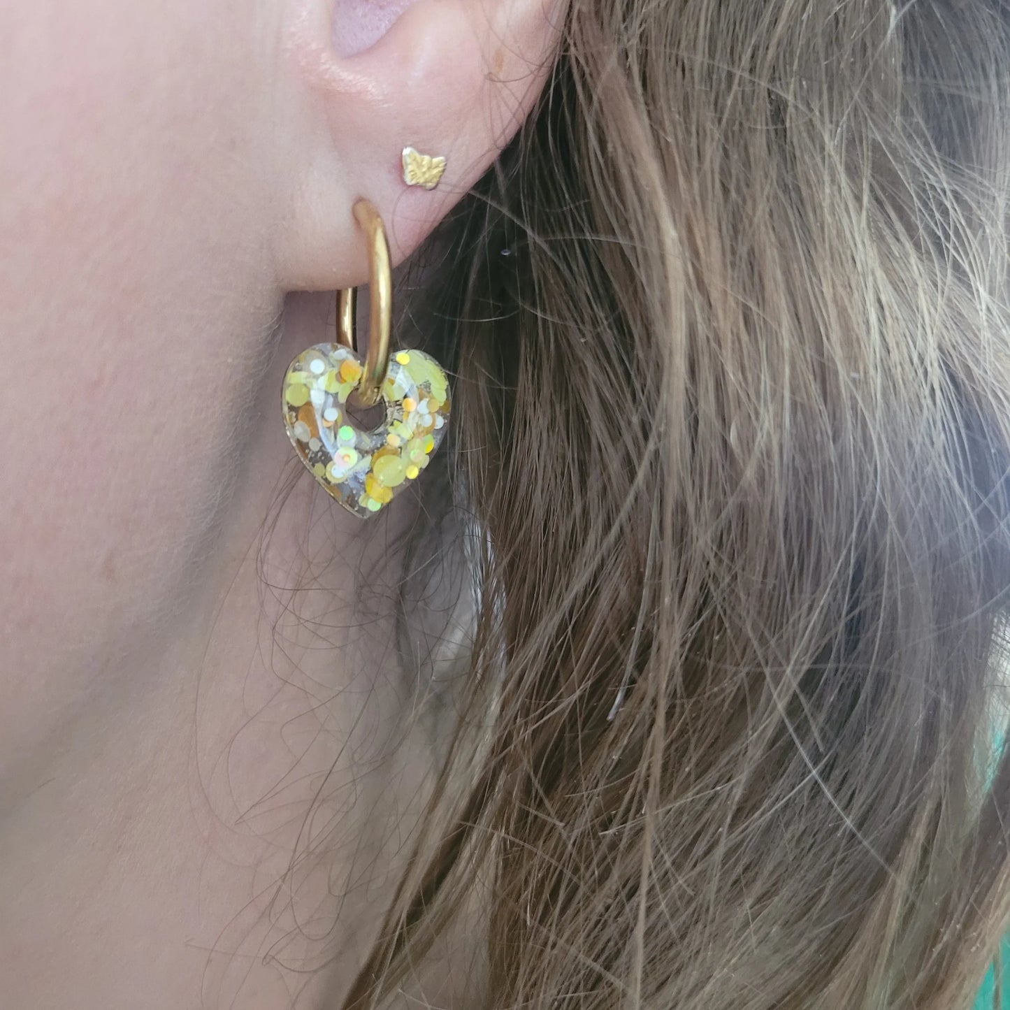Boucles en résine | Petit Coeur Doré - L'Atelier de MyMy