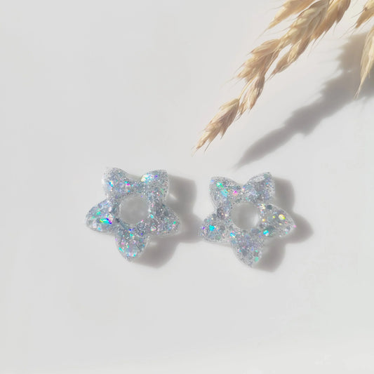 Boucles en résine | Fleurs de Tiaré Argent - L'Atelier de MyMy