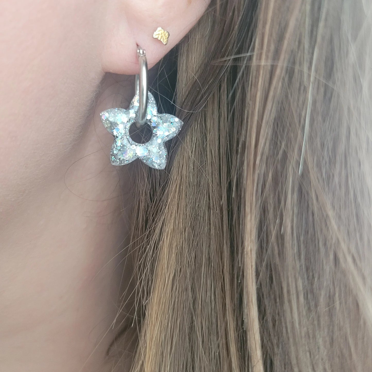 Boucles en résine | Fleurs de Tiaré Argent - L'Atelier de MyMy