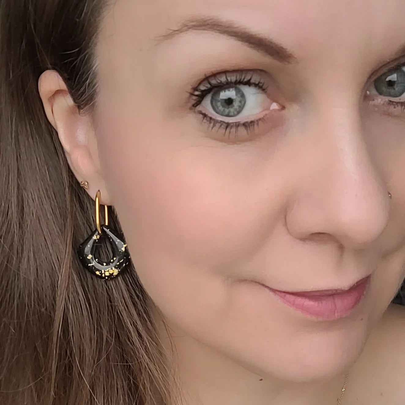 Boucles argile polymère | Aura Noir pailletée